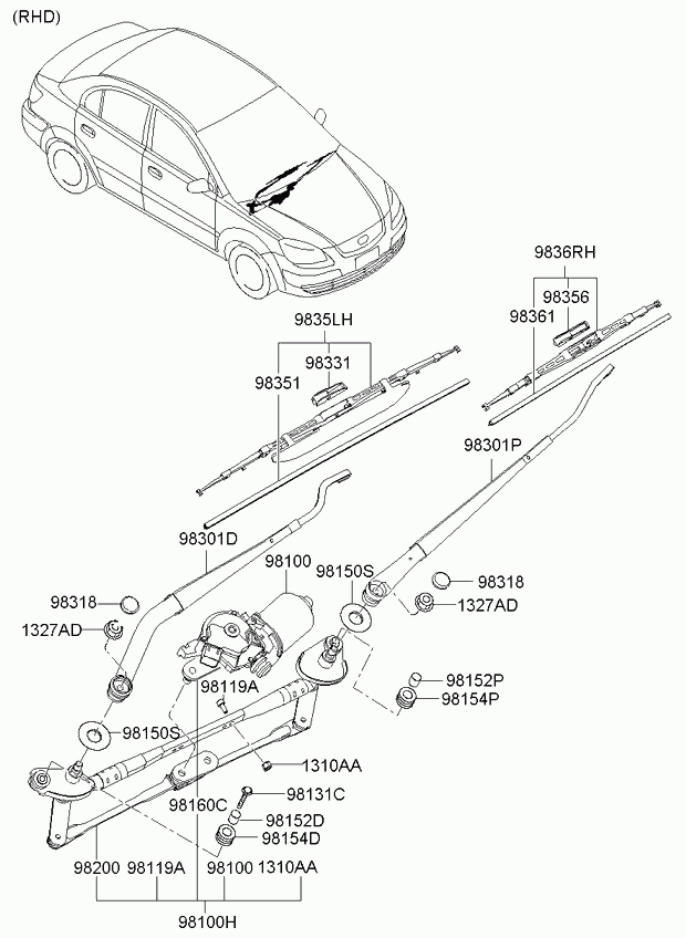 Hyundai (BEIJING) 983501G000 - Μάκτρο καθαριστήρα parts5.com