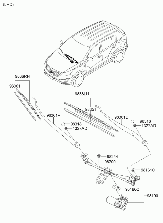 KIA 983513W000 - Limpiaparabrisas parts5.com