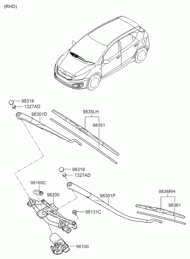 Hyundai 98350-A2000 - Törlőlapát parts5.com