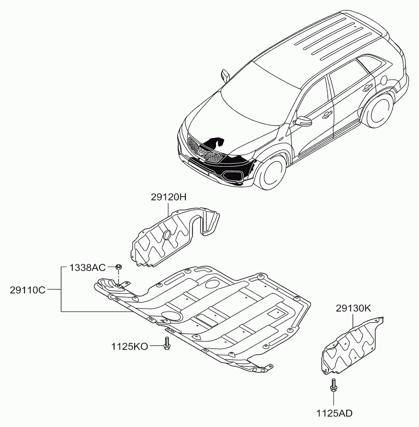 KIA 291102P100 - Звукоизолация на двигателното пространство parts5.com