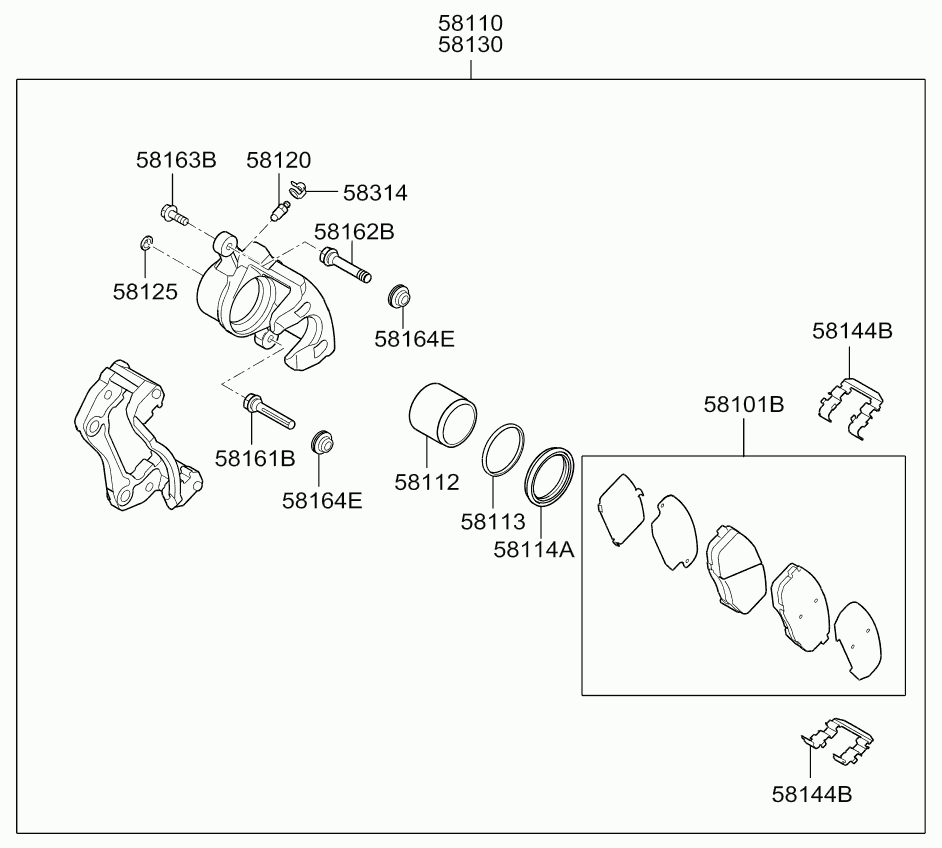 Hyundai 58101-1HA00 - Brake Pad Set, disc brake parts5.com