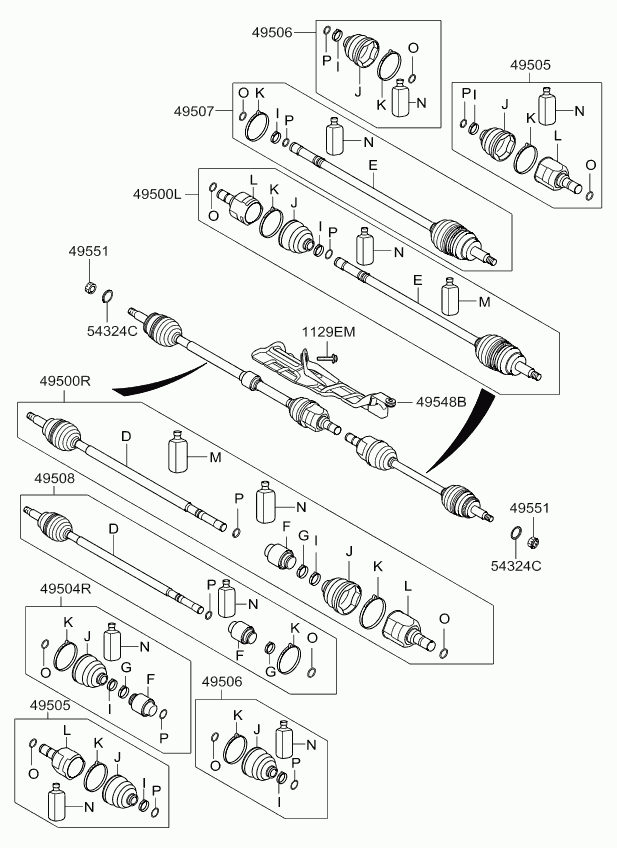 Hyundai 495512G100 - Kerékcsapágy készlet parts5.com