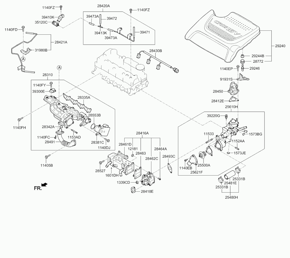 KIA 25500 35540 - Thermostat, coolant parts5.com