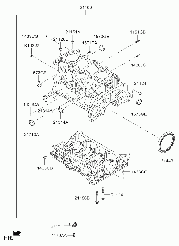 KIA (DYK) 214432A100 - Brtveni prsten vratila, koljenasto vratilo parts5.com