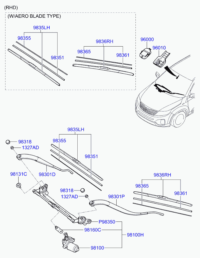 KIA 98351-2M100 - Metlica brisača parts5.com