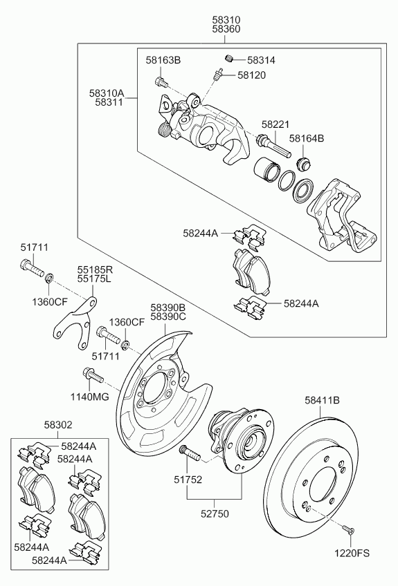 Hyundai 58400-1P300 - Ремкомплект, тормозной суппорт parts5.com