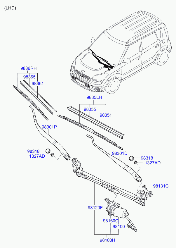 Hyundai 983602K000 - Щетка стеклоочистителя parts5.com