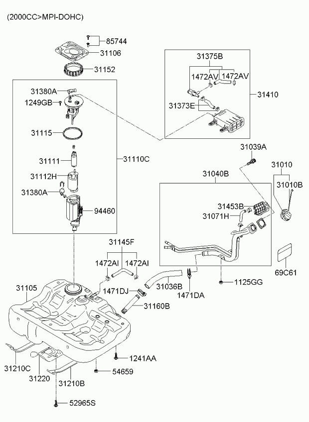 Hyundai 311110M000 - Üzemanyag-szivattyú parts5.com