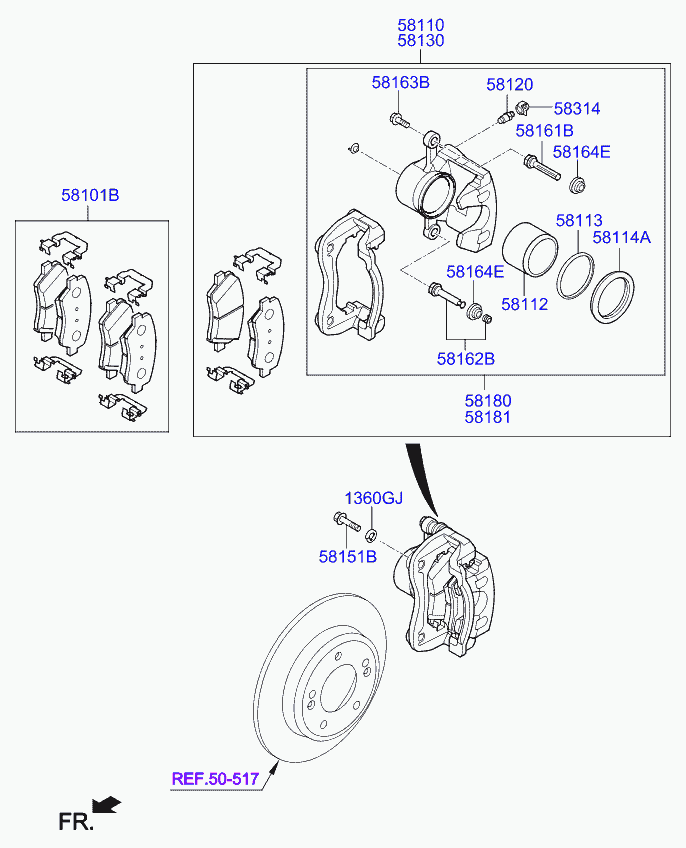 KIA 58101-A7A01 - Juego de pastillas de freno parts5.com