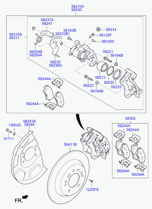 KIA 58302A4B10 - Juego de pastillas de freno parts5.com