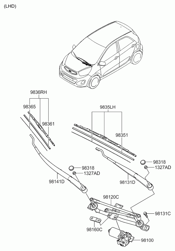 Hyundai 983601Y000 - Lamela stergator parts5.com