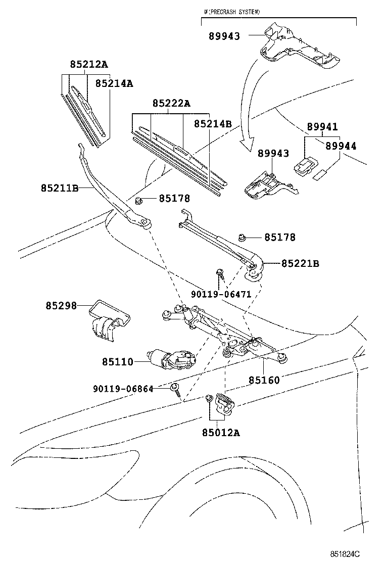 LEXUS 85222-50080 - Μάκτρο καθαριστήρα parts5.com