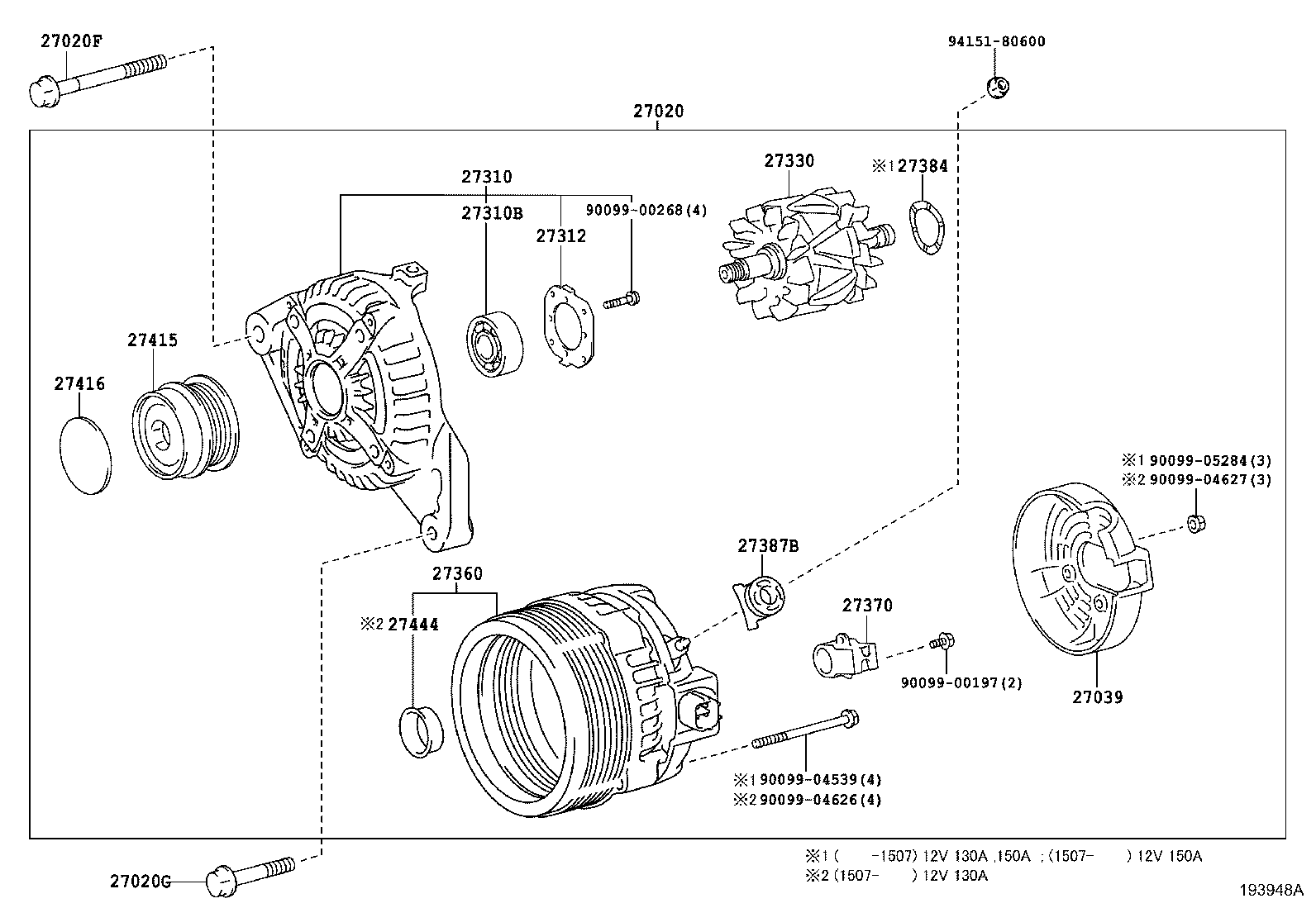 TOYOTA 274160W050 - Polea, alternador parts5.com