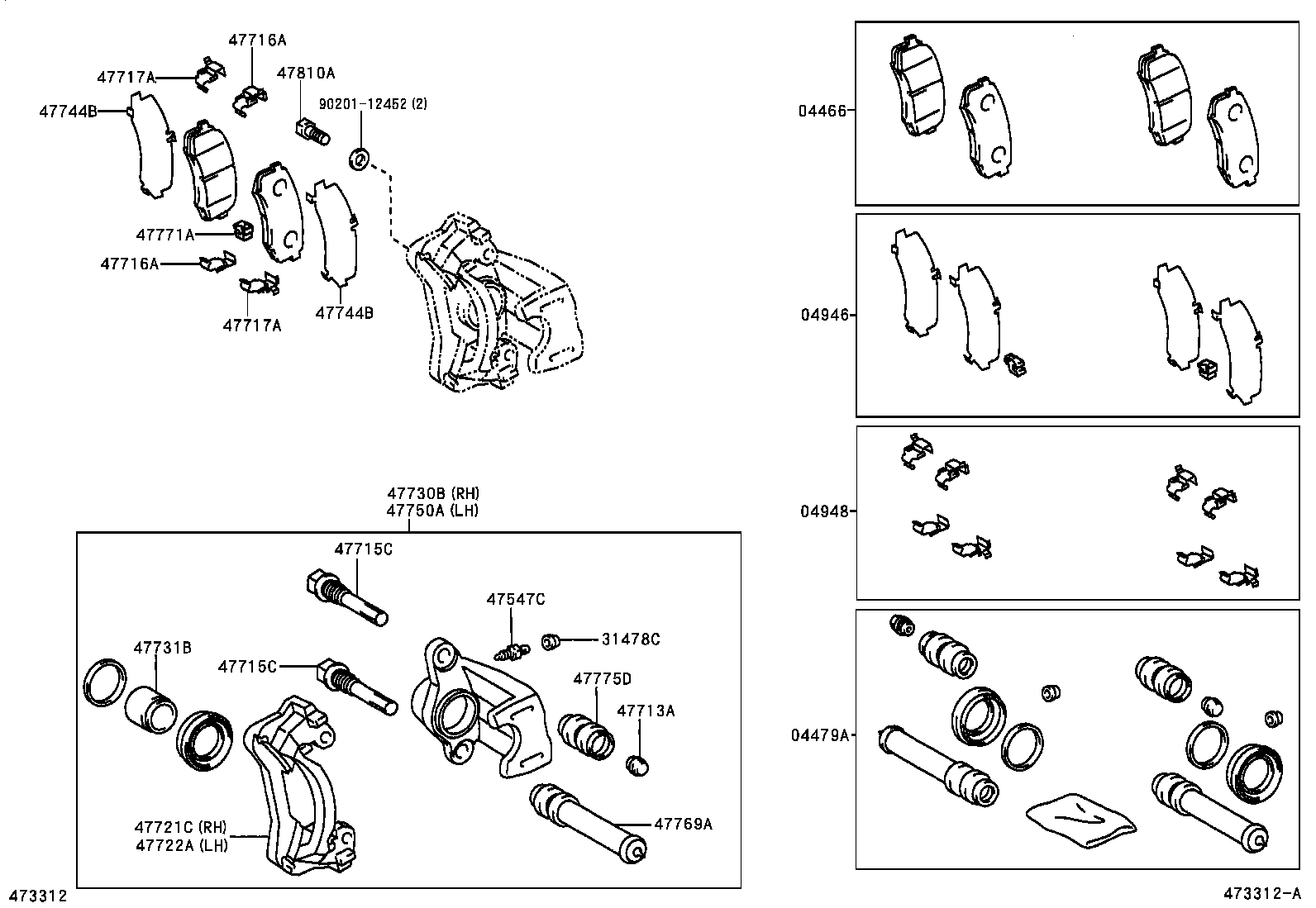 LEXUS 04466-60090 - Fren balata seti, diskli fren parts5.com