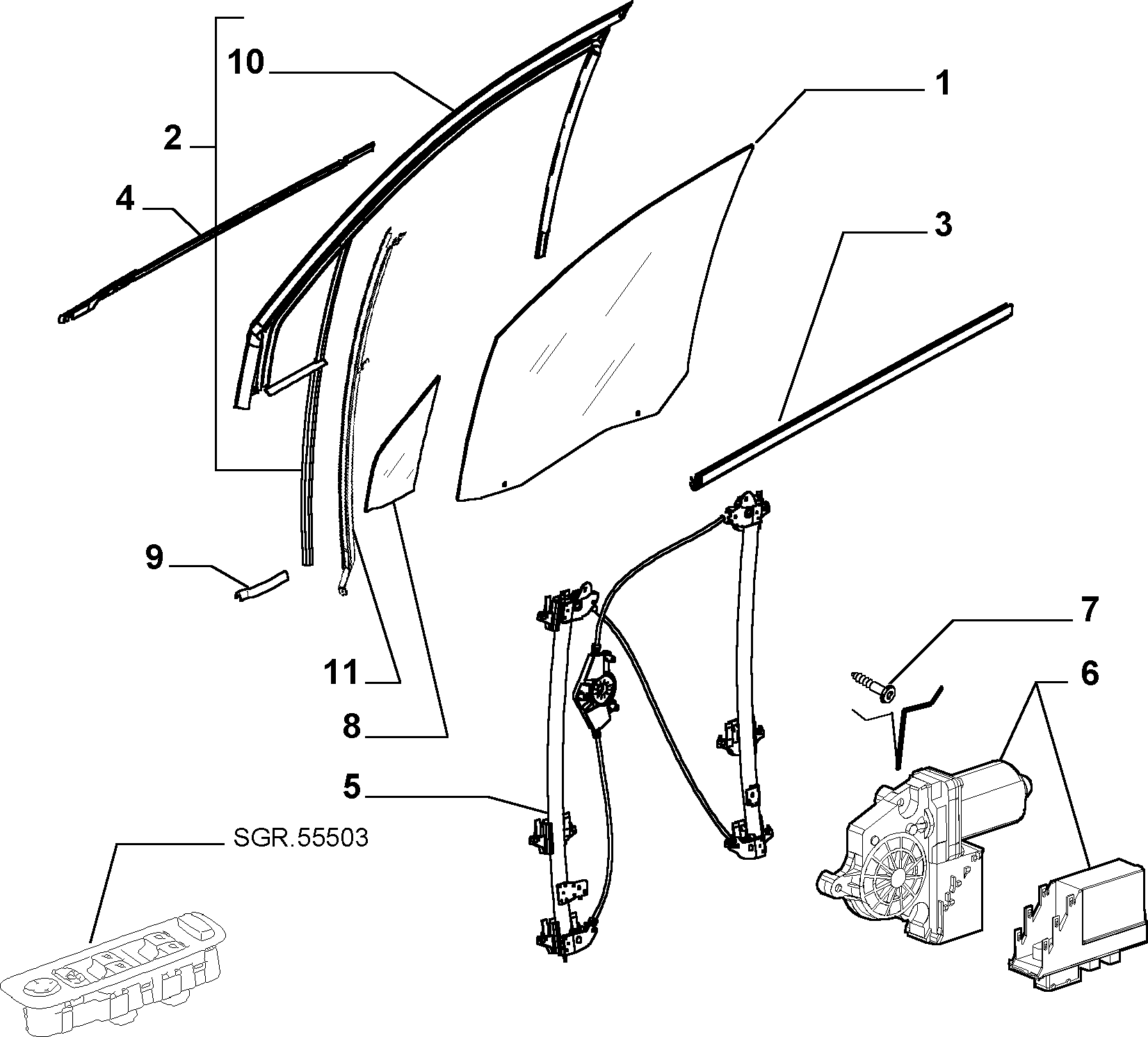 FIAT 1485312080 - Γρύλος παραθύρου parts5.com