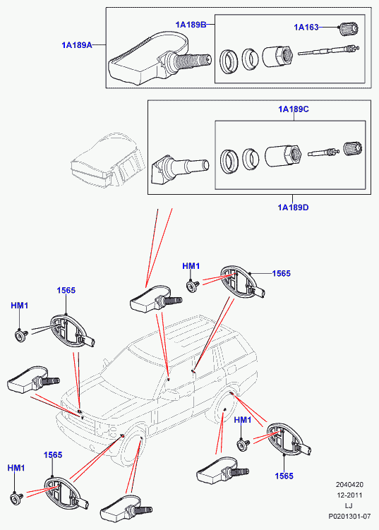 Jaguar LR031712 - Snímač pre kontrolu tlaku v pneumatike parts5.com