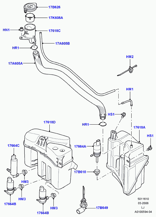 Land Rover DMC000010 - Pumpa za tekućinu za pranje, pranje stakla parts5.com