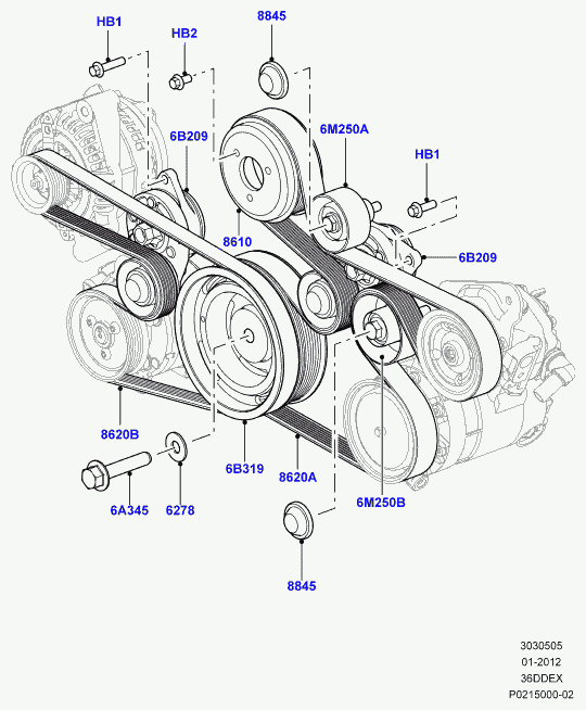 Land Rover PQS 5004 60 - Correa trapecial poli V parts5.com