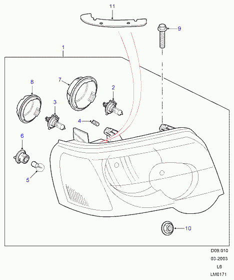 Land Rover XZQ000010 - Bec, proiector ceata parts5.com