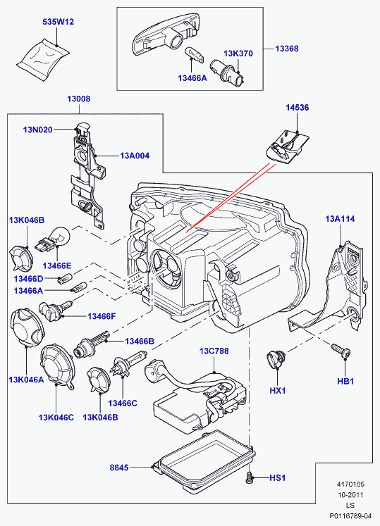 Land Rover XBI000030 - Izzó, távfényszóró parts5.com