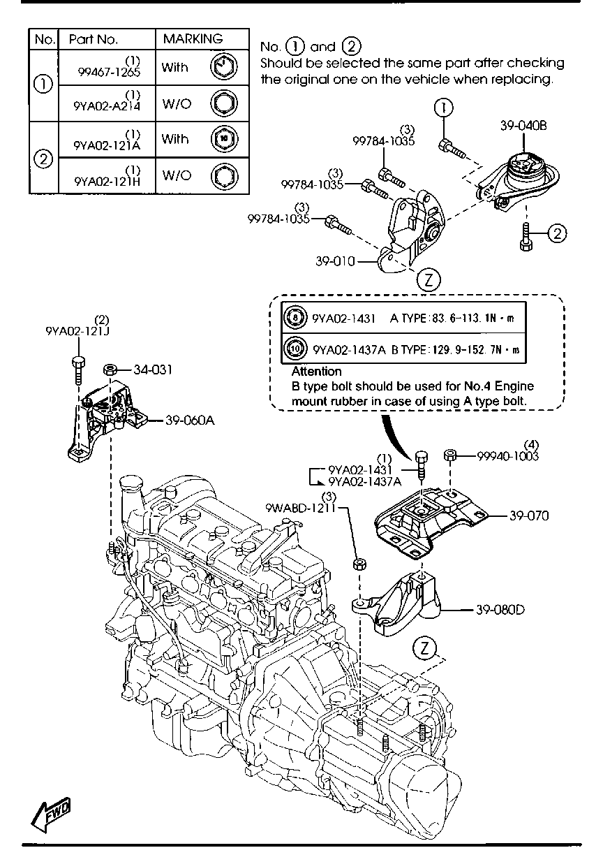 MAZDA BP4K-39-040E - Lagerung, Motor parts5.com