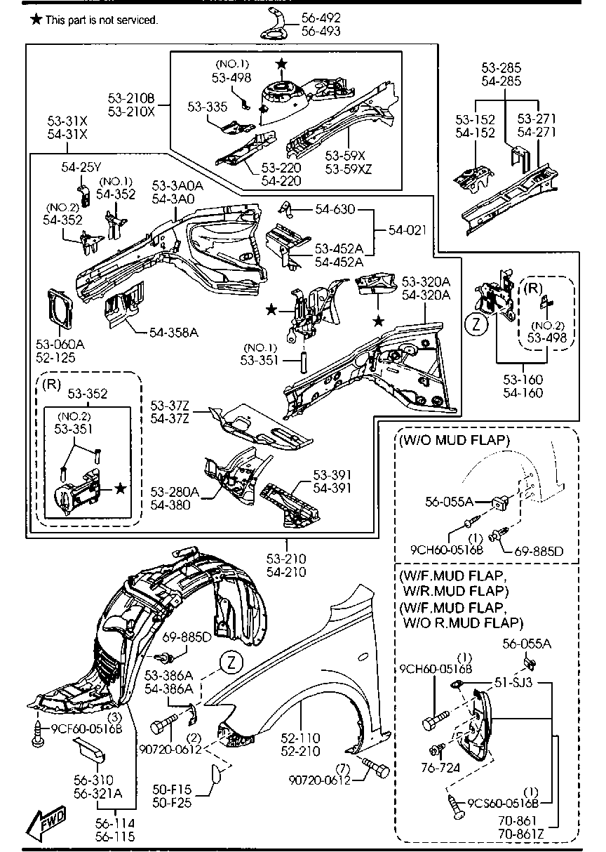 MAZDA BN8V-52-111D - Guardabarros parts5.com