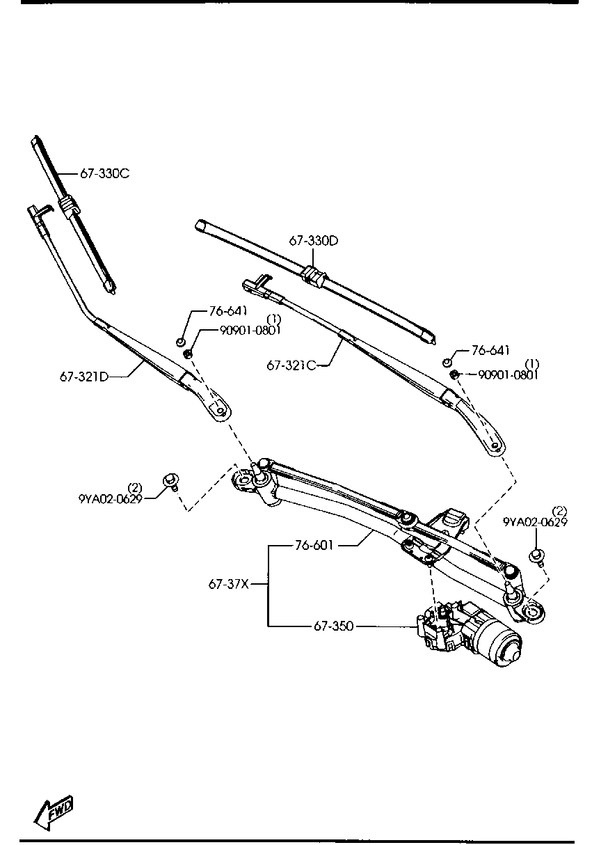 MAZDA BP4L-67-330B - Μάκτρο καθαριστήρα parts5.com