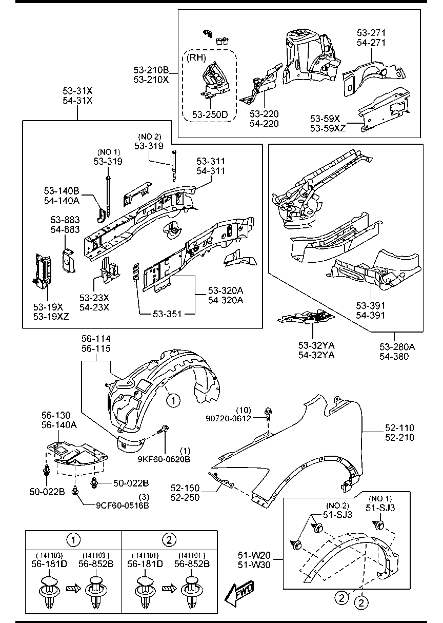 MAZDA TD11-52-110E - Guardabarros parts5.com