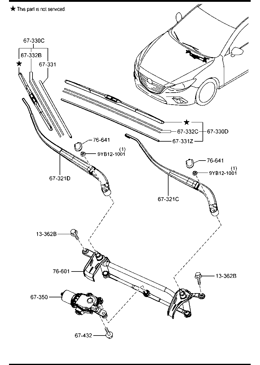 MAZDA BHS3-67-333 - Перо на чистачка parts5.com