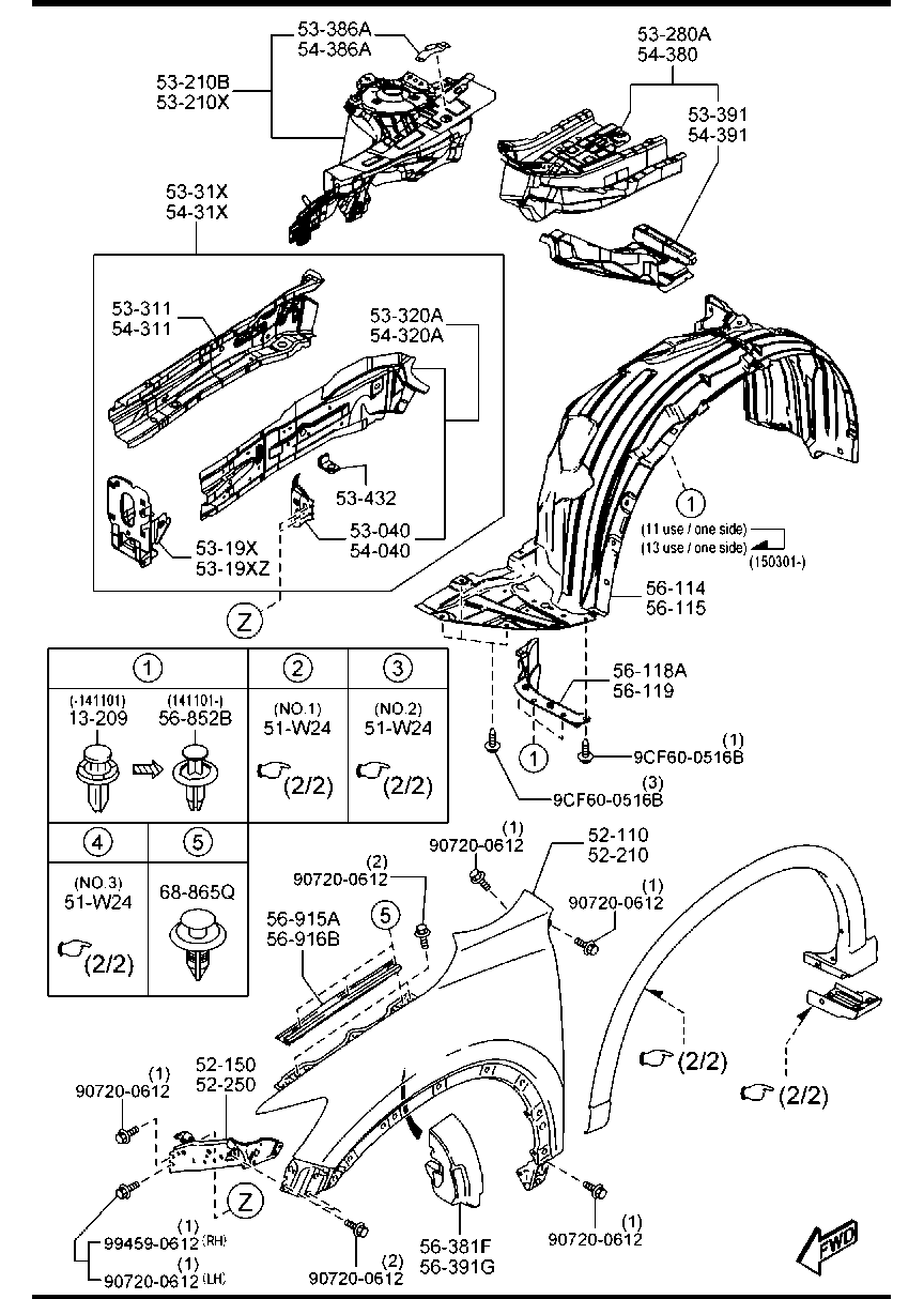 MAZDA KD53-52-211A - Guardabarros parts5.com