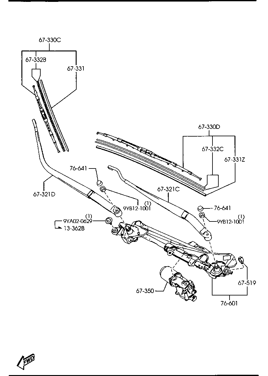 MAZDA BBP3-67-333 - Wiper Blade parts5.com