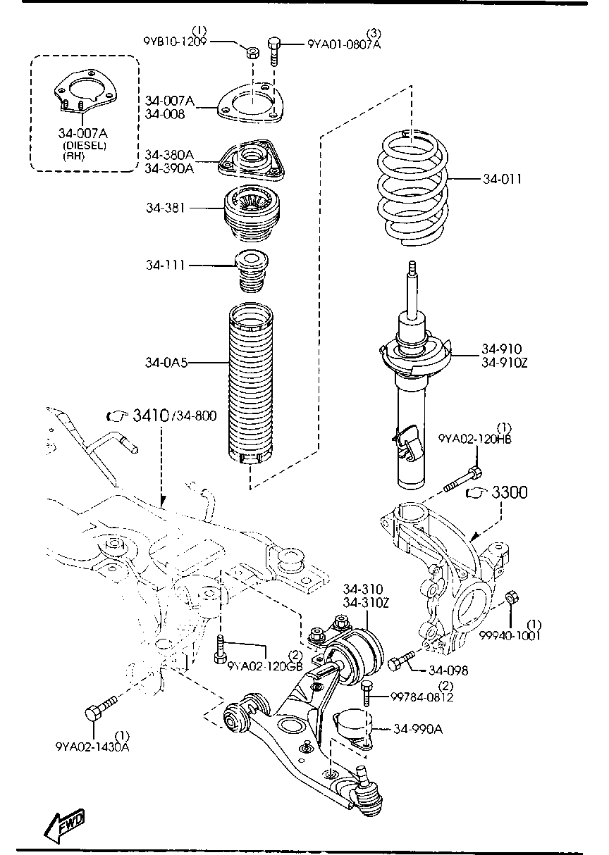 MAZDA B32H-34-300D - Lengőkar, kerékfelfüggesztés parts5.com