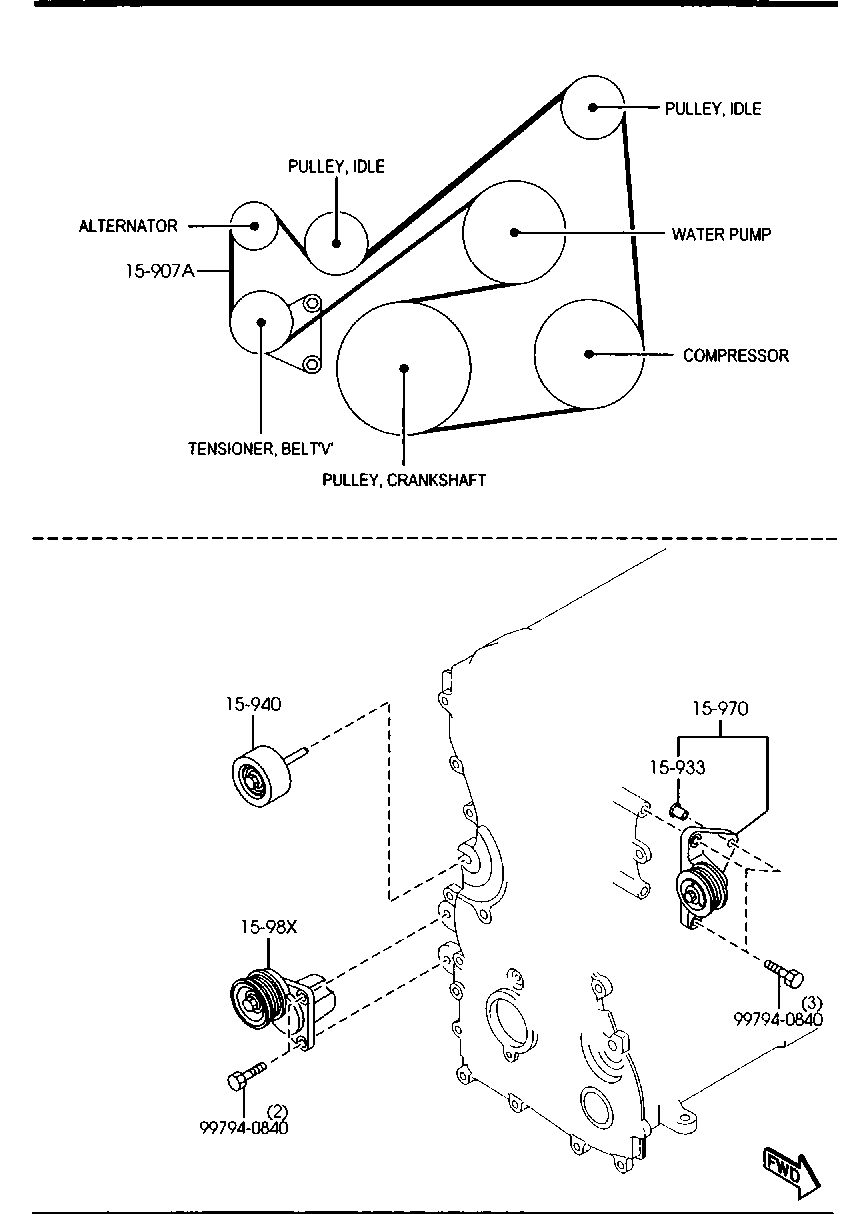 MAZDA LFH1-15-940A - Usmeravajući / vodeći točkić, klinasti rebrasti kaiš parts5.com