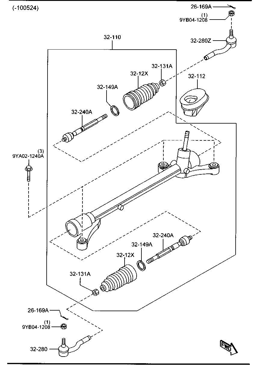 MAZDA D651-32-280 - Końcówka drążka kierowniczego poprzecznego parts5.com