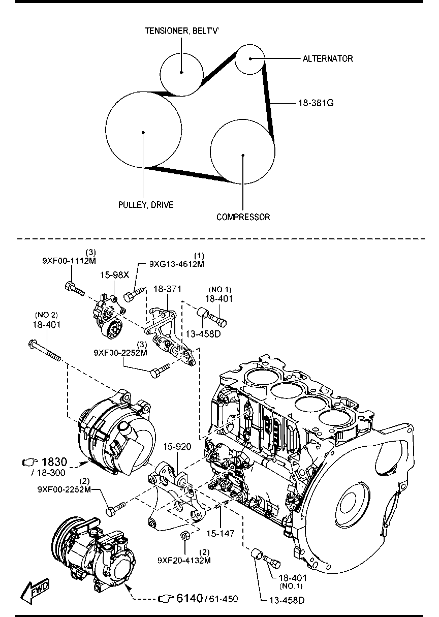 MAZDA Y650-15-980A - Belt Tensioner, v-ribbed belt parts5.com