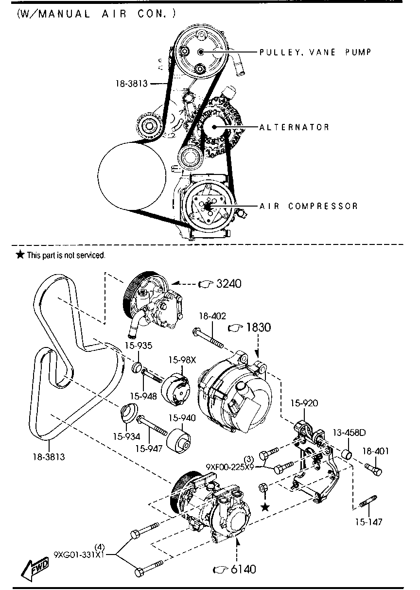 MAZDA Y401-15-980A - Szíjtárcsa / vezetőgörgő, hosszbordás szíj parts5.com