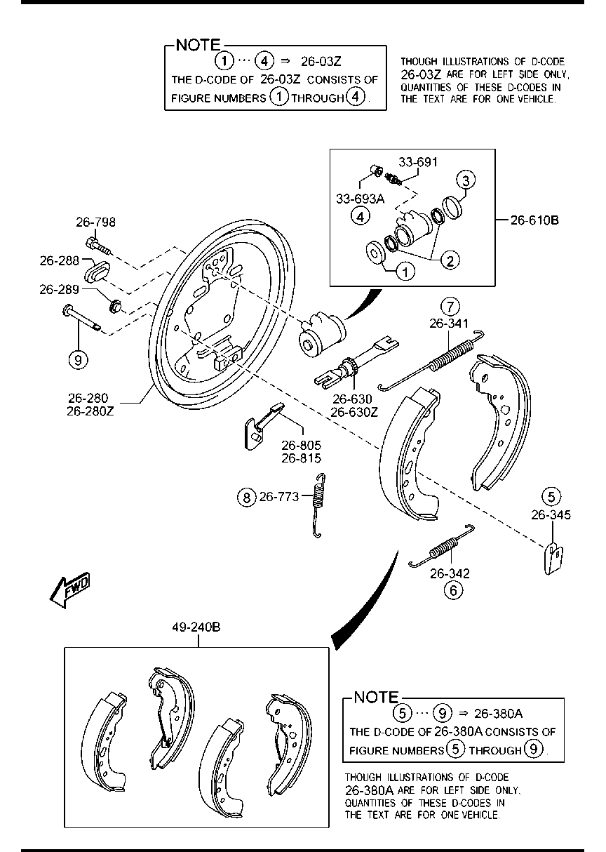 MAZDA DFY3-26-38ZA - Juego de zapatas de frenos parts5.com