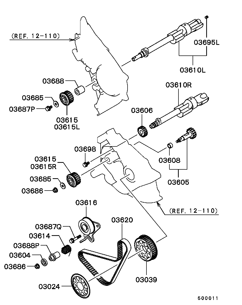 Chrysler MD050125 - Tensioner Pulley, timing belt parts5.com