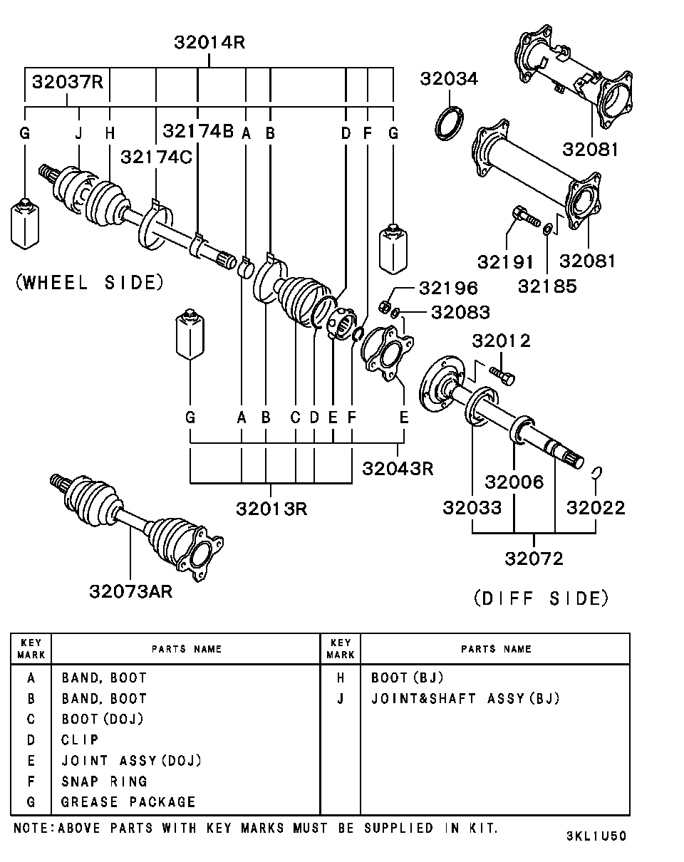 Mitsubishi MB620252 - Juego de articulación, árbol de transmisión parts5.com