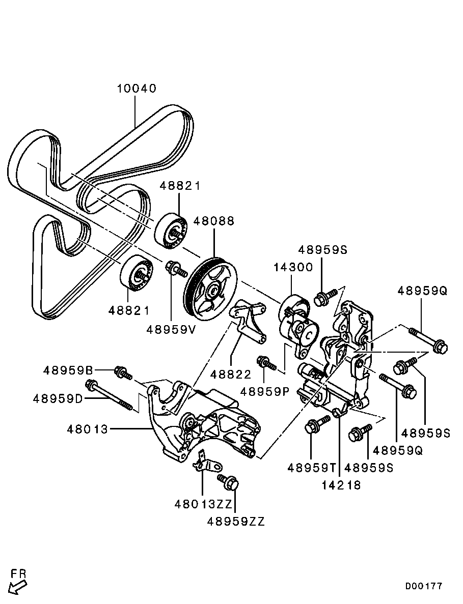 Mitsubishi 1345A051 - Umlenk / Führungsrolle, Keilrippenriemen parts5.com