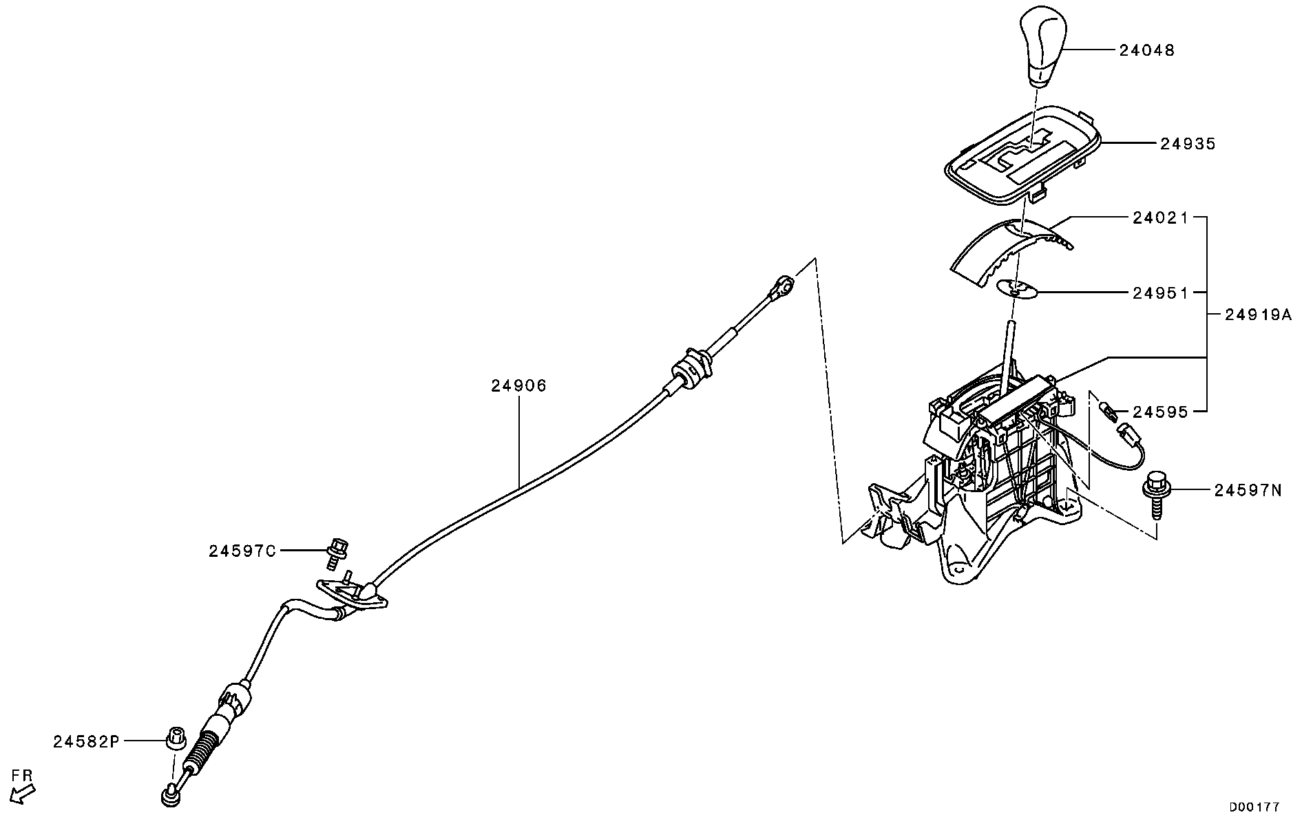 Mitsubishi 2430A132 - Cable, transmisión automática parts5.com