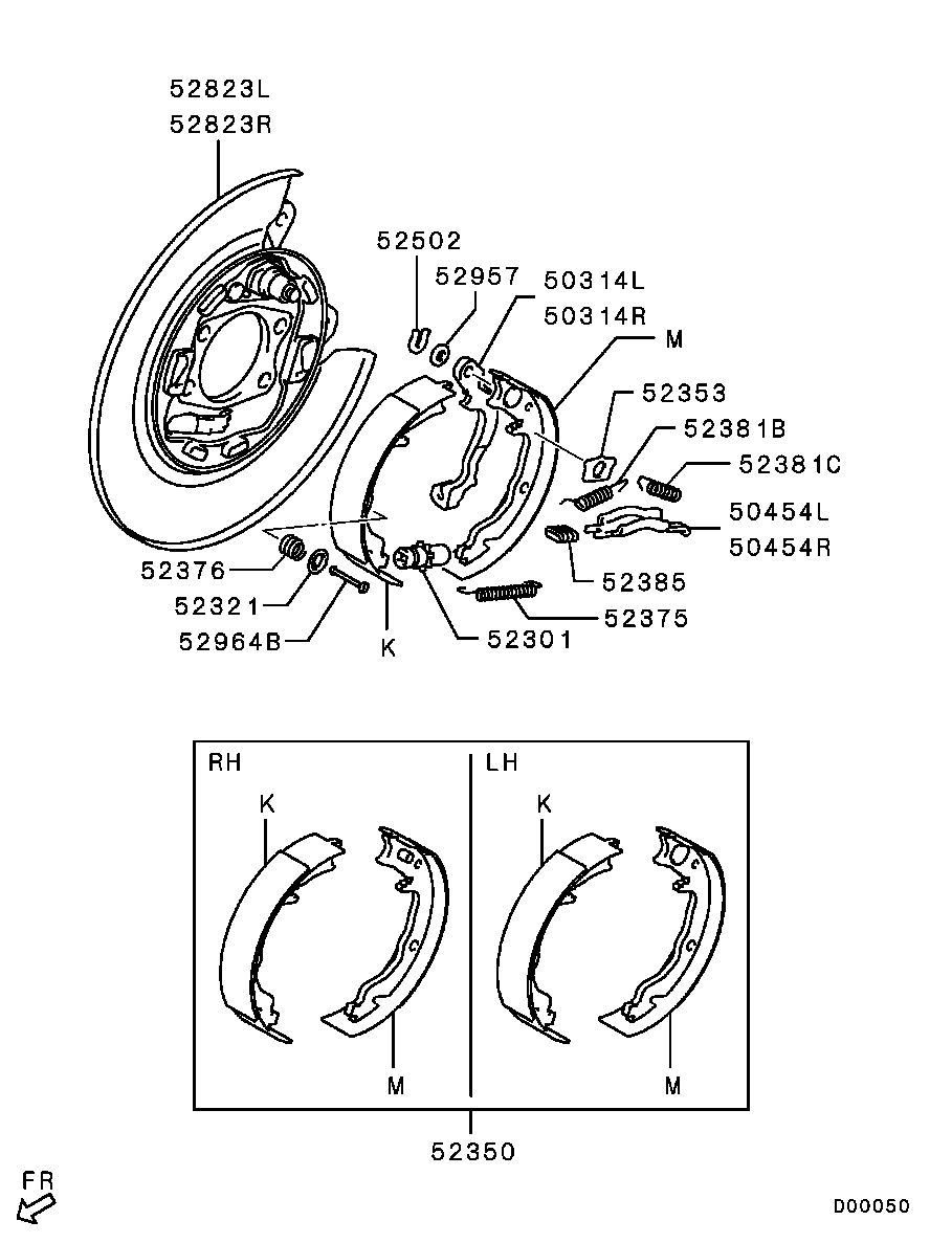 Mitsubishi 4800A022 - Sada brzd. čeľustí parkov. brzdy parts5.com