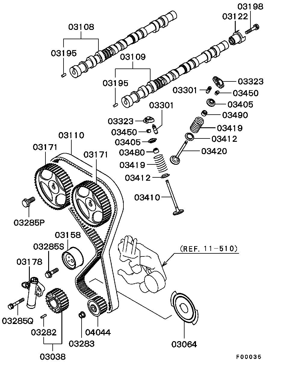 Mitsubishi MD182537 - Tensioner Pulley, timing belt parts5.com