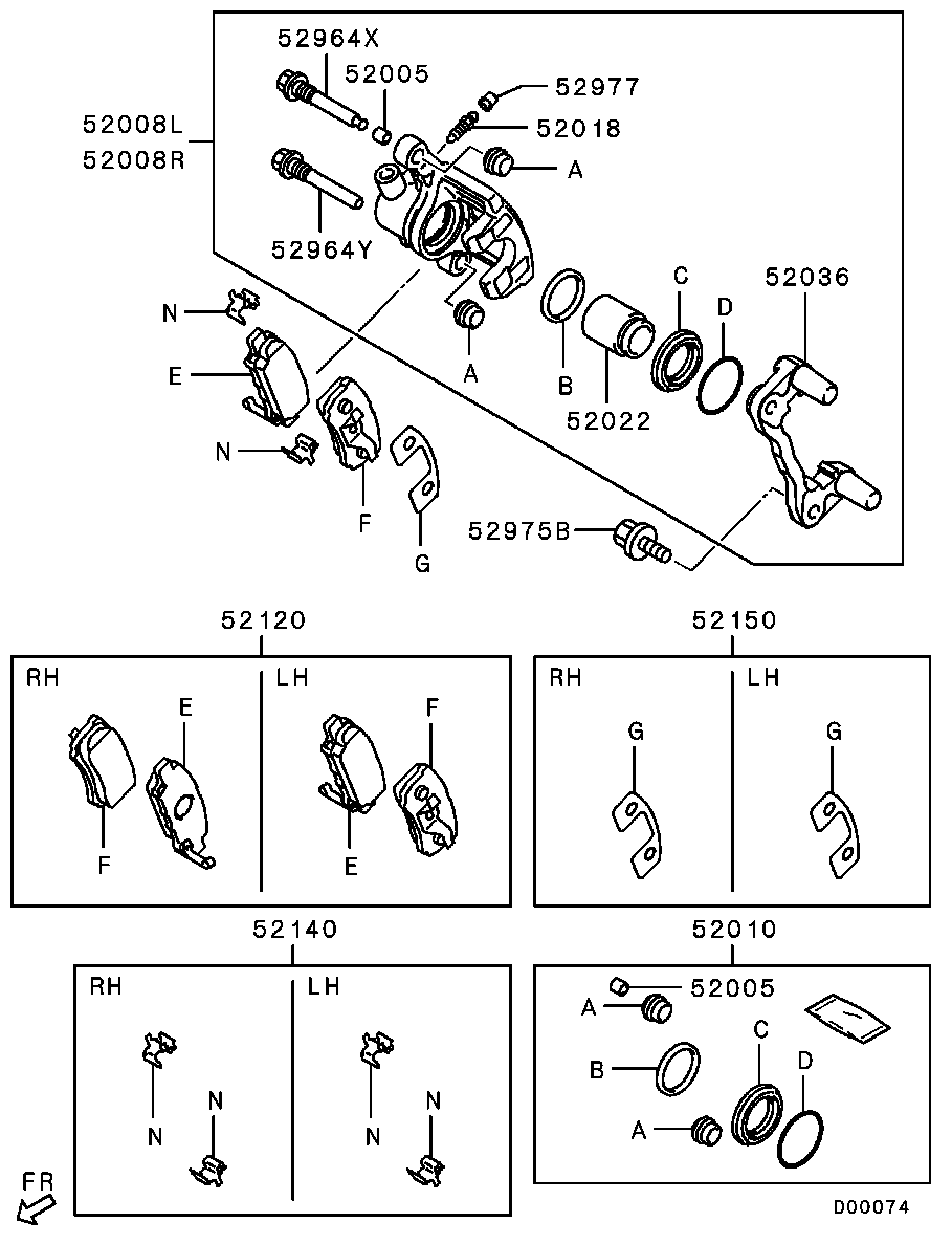 Mitsubishi 46 05A 479 - Комплект спирачно феродо, дискови спирачки parts5.com