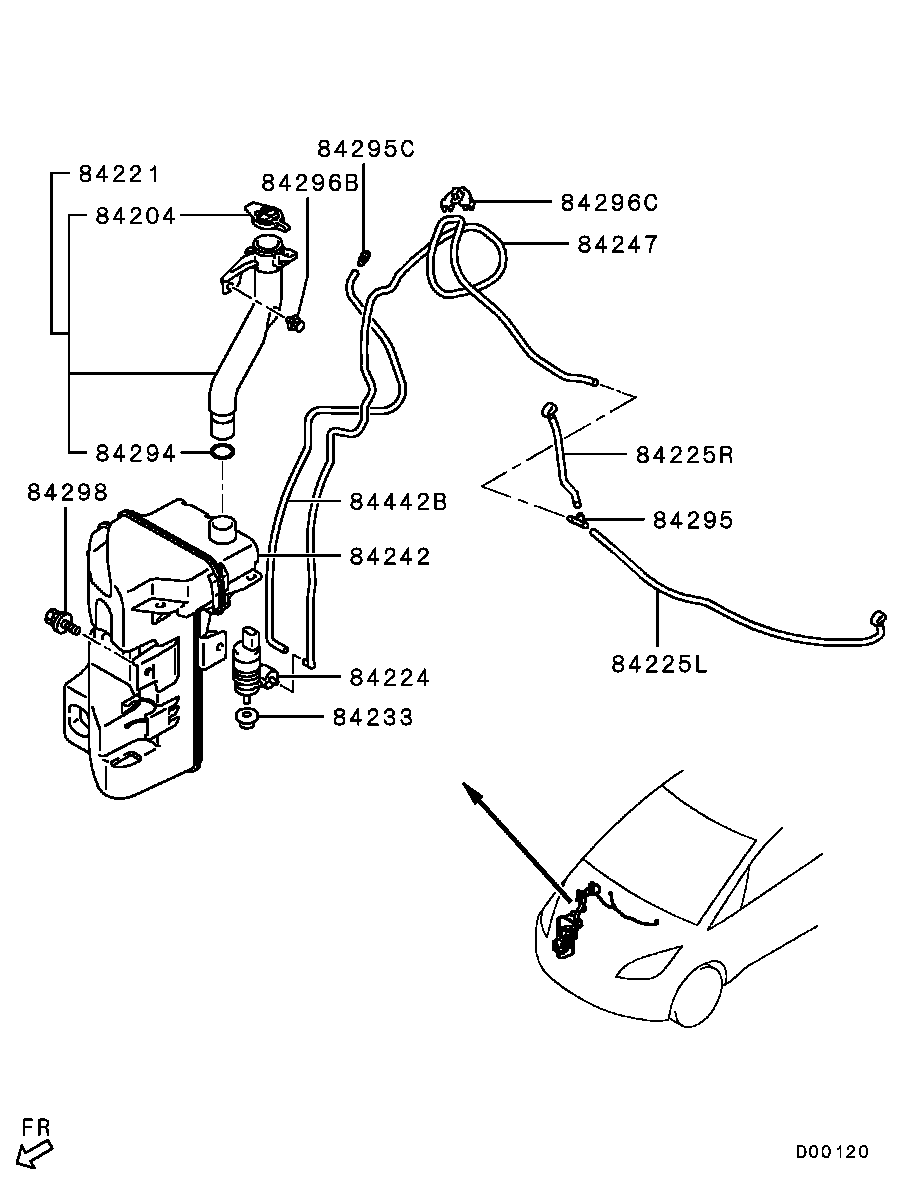 Mitsubishi 8260A082 - Pompa de apa,spalare parbriz parts5.com