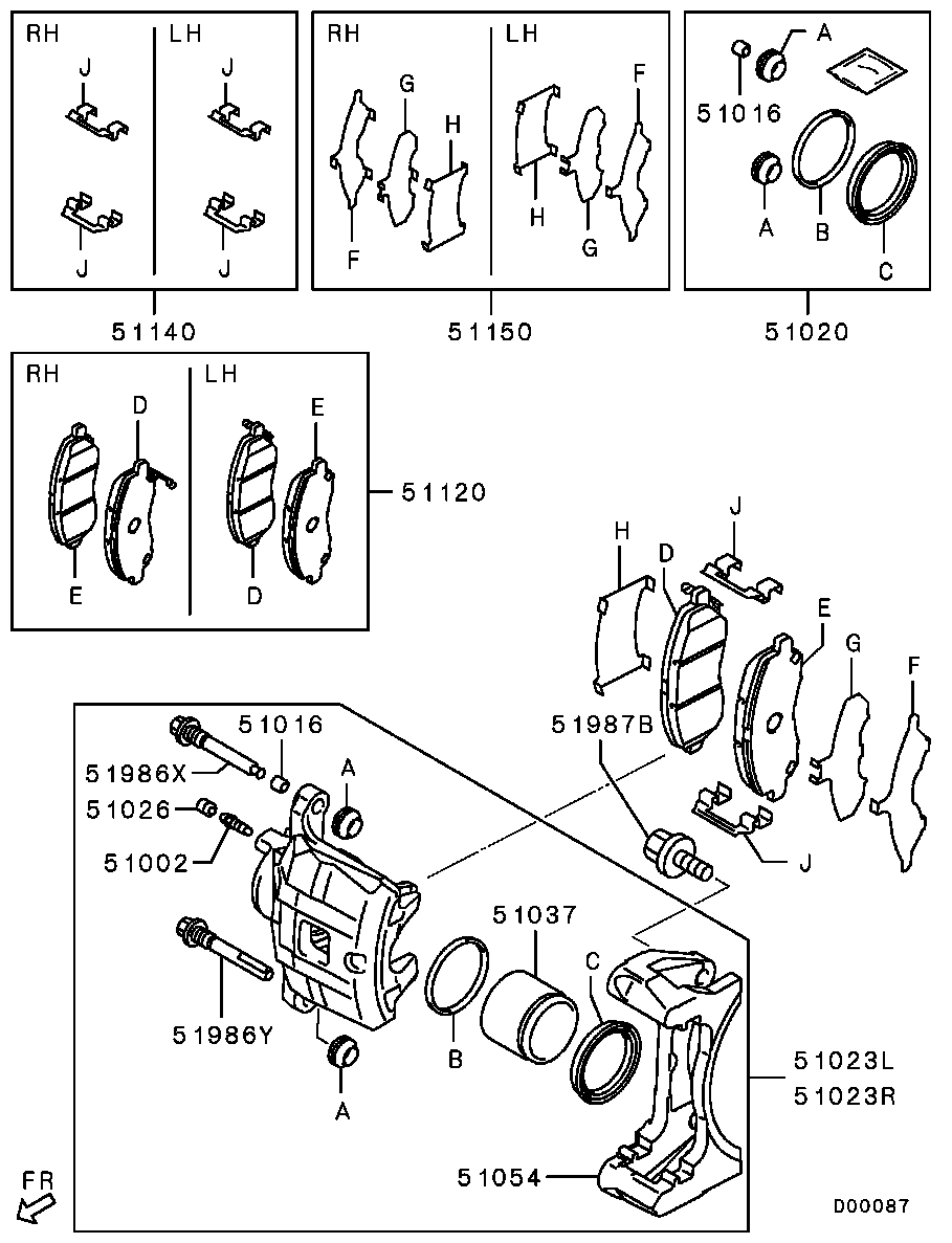 Mitsubishi 4605A879 - Fékbetétkészlet, tárcsafék parts5.com