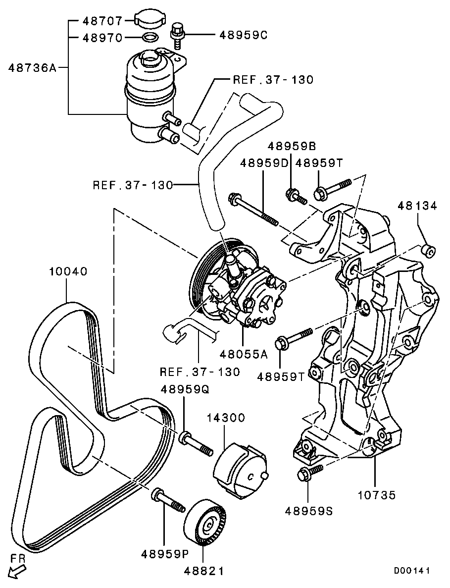 Mitsubishi 1345A034 - Napenjalec jermena, rebrasti jermen parts5.com