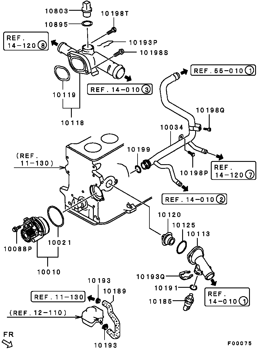 Mitsubishi MN980134 - Pumpa za vodu parts5.com