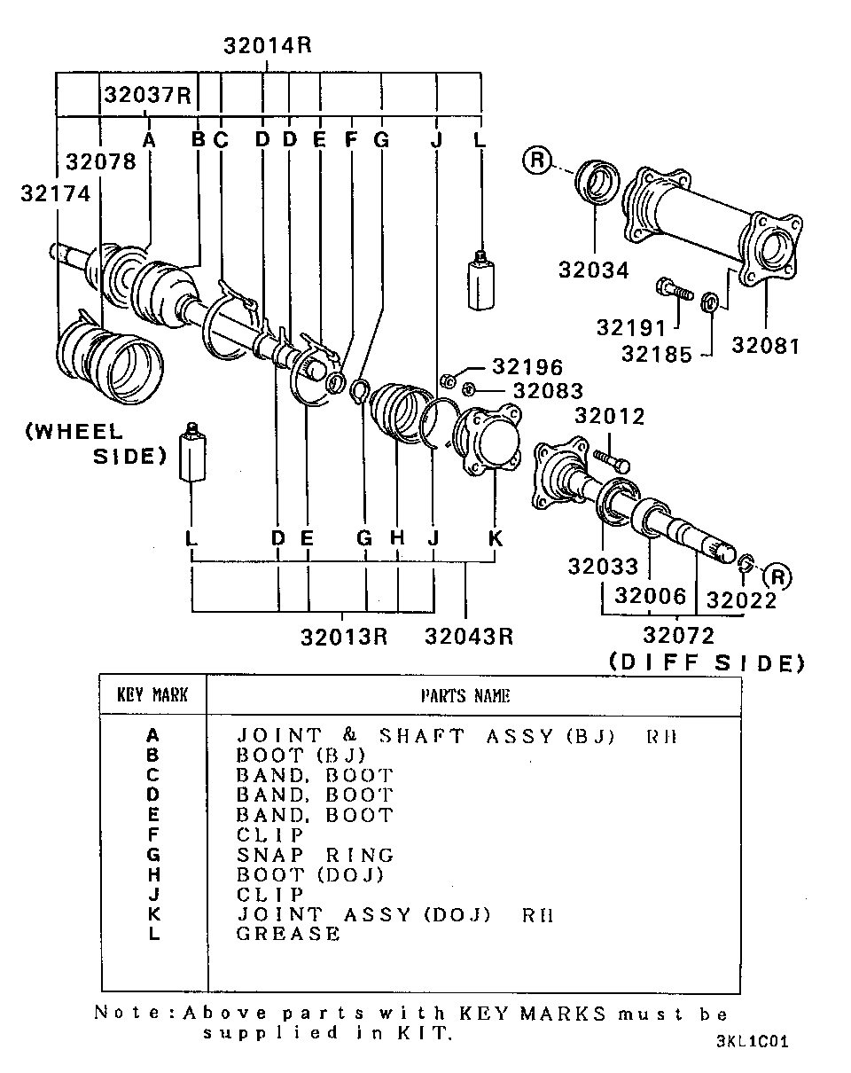 Mitsubishi MB526271 - Juego de articulación, árbol de transmisión parts5.com