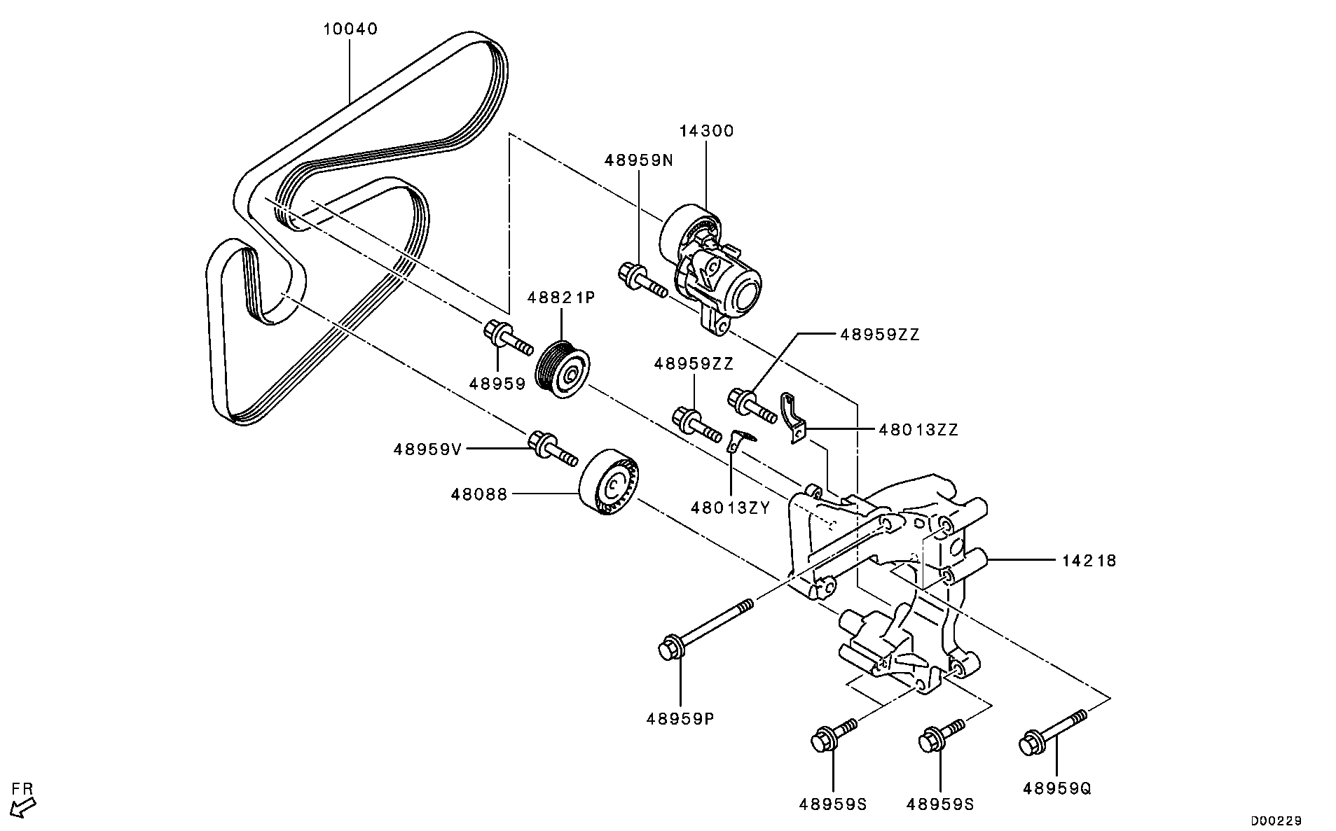 Mitsubishi 1345A090 - Napínák, žebrovaný klínový řemen parts5.com